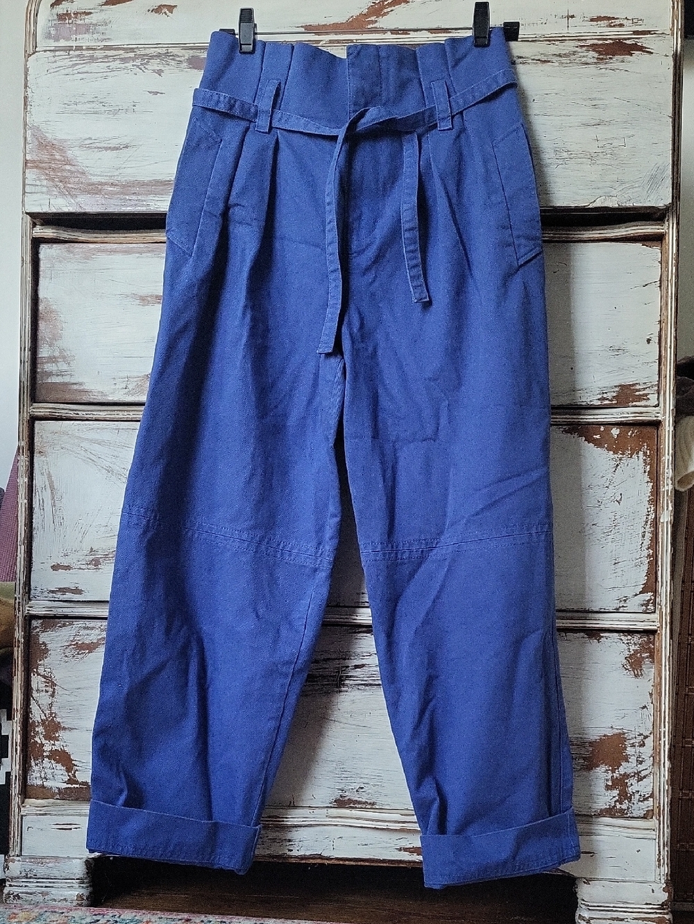 Blue Paperbag Waist Chinos